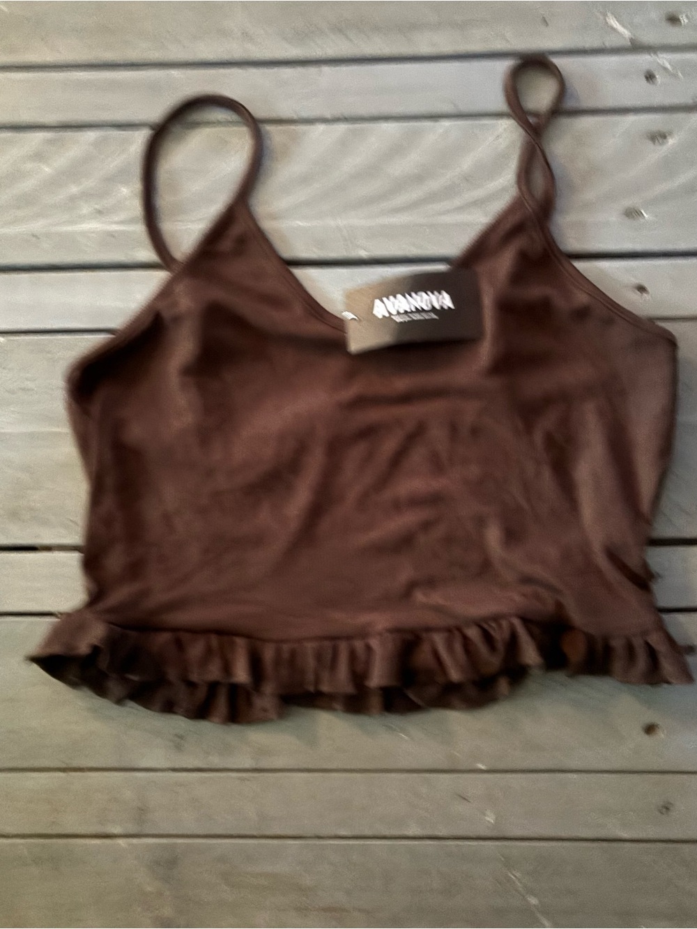 Women's Chocolate Brown Ruffle-Hem Camisole
